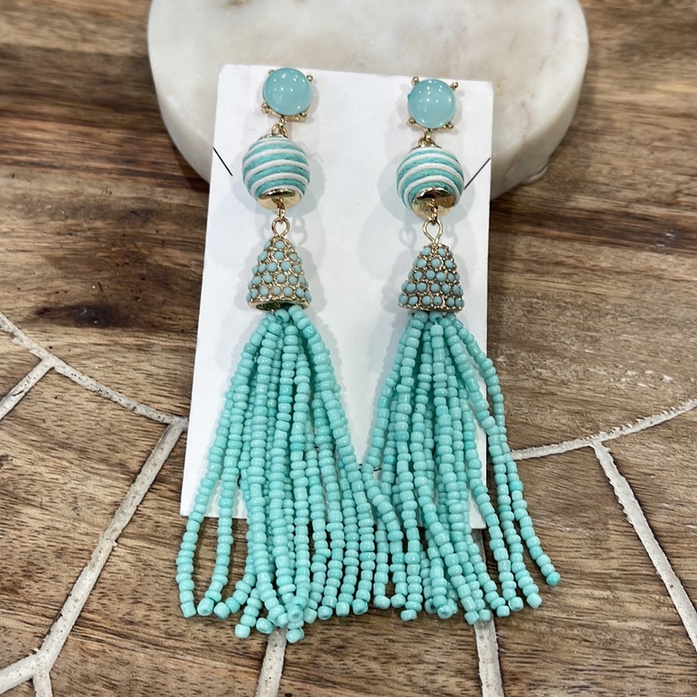 Light blue tassel earrings